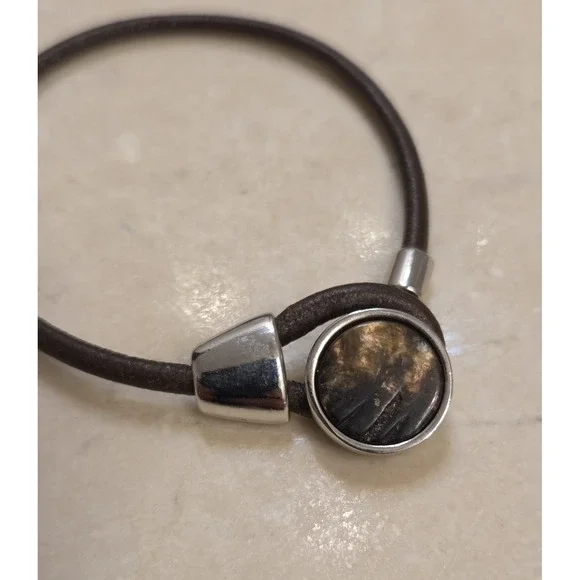 Vintage Ralph Lauren Leather Bracelet With Large Loop Clasp 7" - Picture 3 of 5